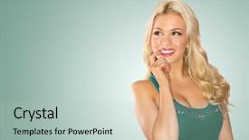  Presentation with okra or lady s finger - Cool new theme with busty - smiling pensive blonde lady backdrop and a soft green colored foreground