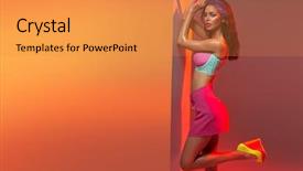  Presentation with colorful teeth mold - Slide set having busty - young sensual lady wearing colorful background and a gold colored foreground