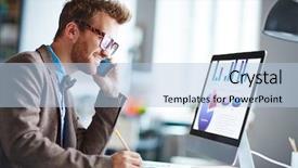  Presentation with speaking - Colorful slide set enhanced with busy agent speaking backdrop and a light blue colored foreground