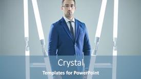  Presentation with blue neon - Slide set with busy-and-successful-businessman background and a teal colored foreground