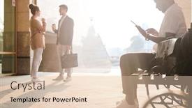  Presentation with man sitting bench - Beautiful presentation featuring busy-black-man-using-digital backdrop and a lemonade colored foreground