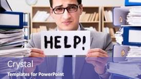  Presentation with busy work - Theme with busy-businessman-asking-for-help background and a ocean colored foreground