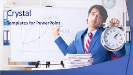  Presentation with busy - Slides enhanced with busy businessman explaining business charts background and a sky blue colored foreground