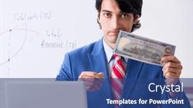  Presentation with busy - Presentation theme consisting of busy-businessman-explaining-business-charts background and a  colored foreground