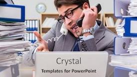  Presentation with busy work - Audience pleasing slide set consisting of busy-businessman-under-stress-due backdrop and a light gray colored foreground