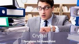  Presentation with busy work - Amazing slides having busy-businessman-under-stress-due backdrop and a gray colored foreground