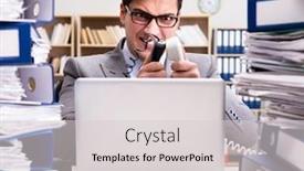  Presentation with busy work - Slide deck with busy-businessman-under-stress-due background and a light gray colored foreground