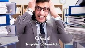  Presentation with busy work - Slide deck enhanced with busy-businessman-under-stress-due background and a gray colored foreground