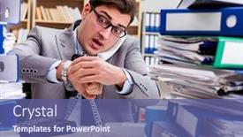  Presentation with busy work - Slide deck consisting of busy-businessman-under-stress-due background and a ocean colored foreground