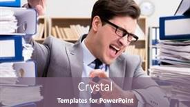  Presentation with busy work - Presentation theme enhanced with busy-businessman-under-stress-due background and a gray colored foreground