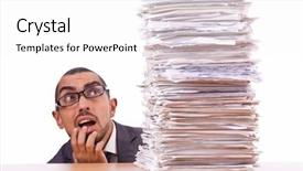  Presentation with busy - Presentation theme with busy businessman with lots of papers background and a white colored foreground