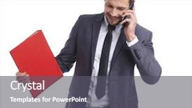  Presentation with busy - Audience pleasing presentation theme consisting of busy businessman with phone and folders backdrop and a dark gray colored foreground