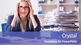  Presentation with busy - Colorful presentation theme enhanced with busy businesswoman working in office backdrop and a  colored foreground