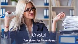  Presentation with busy - Presentation consisting of busy-businesswoman-working-in-office background and a ocean colored foreground