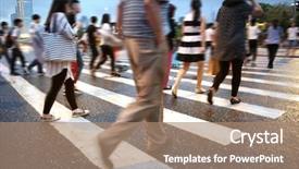  Presentation with busy street - Audience pleasing slide deck consisting of busy city people crowd backdrop and a coral colored foreground