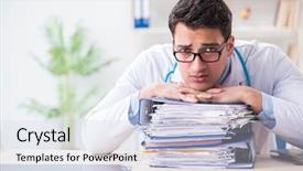  Presentation with busy doctor - Slide set consisting of busy doctor with too much background and a  colored foreground