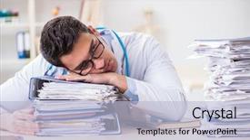  Presentation with busy doctor - Colorful slide set enhanced with busy doctor with too much backdrop and a  colored foreground