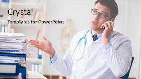 Presentation with busy doctor - PPT theme enhanced with busy doctor with too much background and a  colored foreground