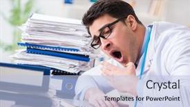  Presentation with busy doctor - Presentation design consisting of busy doctor with too much background and a  colored foreground