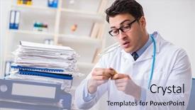  Presentation with busy doctor - Beautiful PPT theme featuring busy doctor with too much backdrop and a  colored foreground