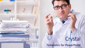  Presentation with busy doctor - Colorful presentation design enhanced with busy doctor with too much backdrop and a  colored foreground