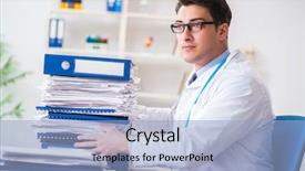  Presentation with busy doctor - Presentation design featuring busy doctor with too much background and a light blue colored foreground