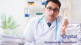  Presentation with busy doctor - Cool new PPT theme with busy doctor with too much backdrop and a  colored foreground