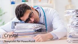  Presentation with busy doctor - Beautiful slide set featuring busy doctor with too much backdrop and a  colored foreground