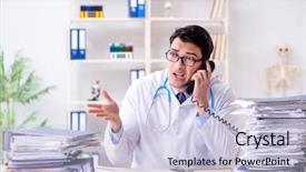 Presentation with busy doctor - Presentation theme with busy doctor with too much background and a  colored foreground