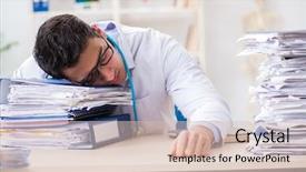  Presentation with busy doctor - Presentation design featuring busy doctor with too much background and a lemonade colored foreground