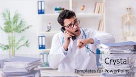  Presentation with busy doctor - Slide set enhanced with busy doctor with too much background and a light blue colored foreground