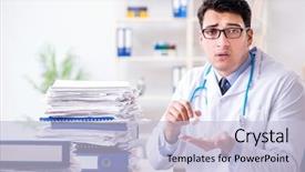  Presentation with busy doctor - Amazing presentation design having busy doctor with too much backdrop and a  colored foreground