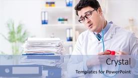  Presentation with busy doctor - Presentation theme consisting of busy doctor with too much background and a  colored foreground