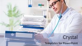 Presentation with busy doctor - Beautiful slide set featuring busy doctor with too much backdrop and a  colored foreground