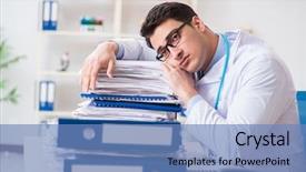  Presentation with busy doctor - Audience pleasing presentation design consisting of busy doctor with too much backdrop and a  colored foreground