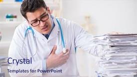 Presentation with busy doctor - Beautiful presentation design featuring busy doctor with too much backdrop and a  colored foreground
