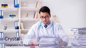  Presentation with busy doctor - Cool new PPT theme with busy doctor with too much backdrop and a  colored foreground
