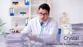  Presentation with busy doctor - Amazing presentation design having busy doctor with too much backdrop and a  colored foreground