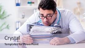  Presentation with busy doctor - Slides with busy doctor with too much background and a light blue colored foreground