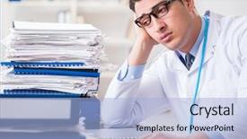  Presentation with busy doctor - Slide deck having busy doctor with too much background and a light blue colored foreground