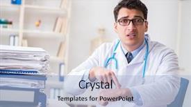  Presentation with busy doctor - PPT theme enhanced with busy doctor with too much background and a  colored foreground