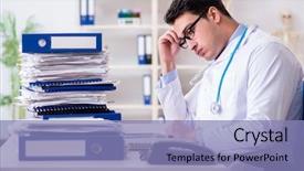  Presentation with busy doctor - PPT theme having busy doctor with too much background and a light blue colored foreground