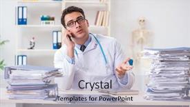  Presentation with busy doctor - Slide deck with busy doctor with too much background and a  colored foreground