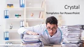  Presentation with busy doctor - PPT theme featuring busy doctor with too much background and a  colored foreground