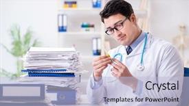  Presentation with busy doctor - Beautiful PPT theme featuring busy doctor with too much backdrop and a  colored foreground