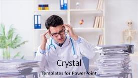  Presentation with busy doctor - Audience pleasing slide set consisting of busy doctor with too much backdrop and a  colored foreground