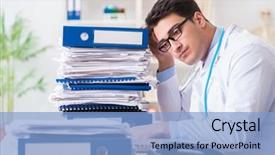  Presentation with busy doctor - Cool new PPT theme with busy doctor with too much backdrop and a  colored foreground