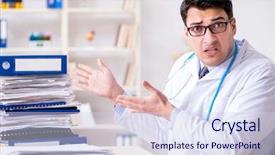  Presentation with busy doctor - Colorful PPT theme enhanced with busy doctor with too much backdrop and a  colored foreground