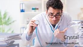  Presentation with busy doctor - Slide deck enhanced with busy doctor with too much background and a  colored foreground