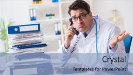  Presentation with busy doctor - Amazing slide set having busy doctor with too much backdrop and a  colored foreground